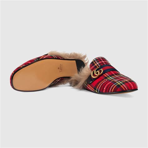 gucci tartan slippers|Gucci leather slippers.